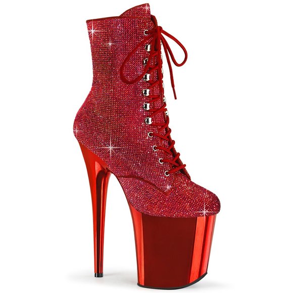 Rhinestone Platform Lace Up High Heel Ankle Boots - Picture 5 of 5